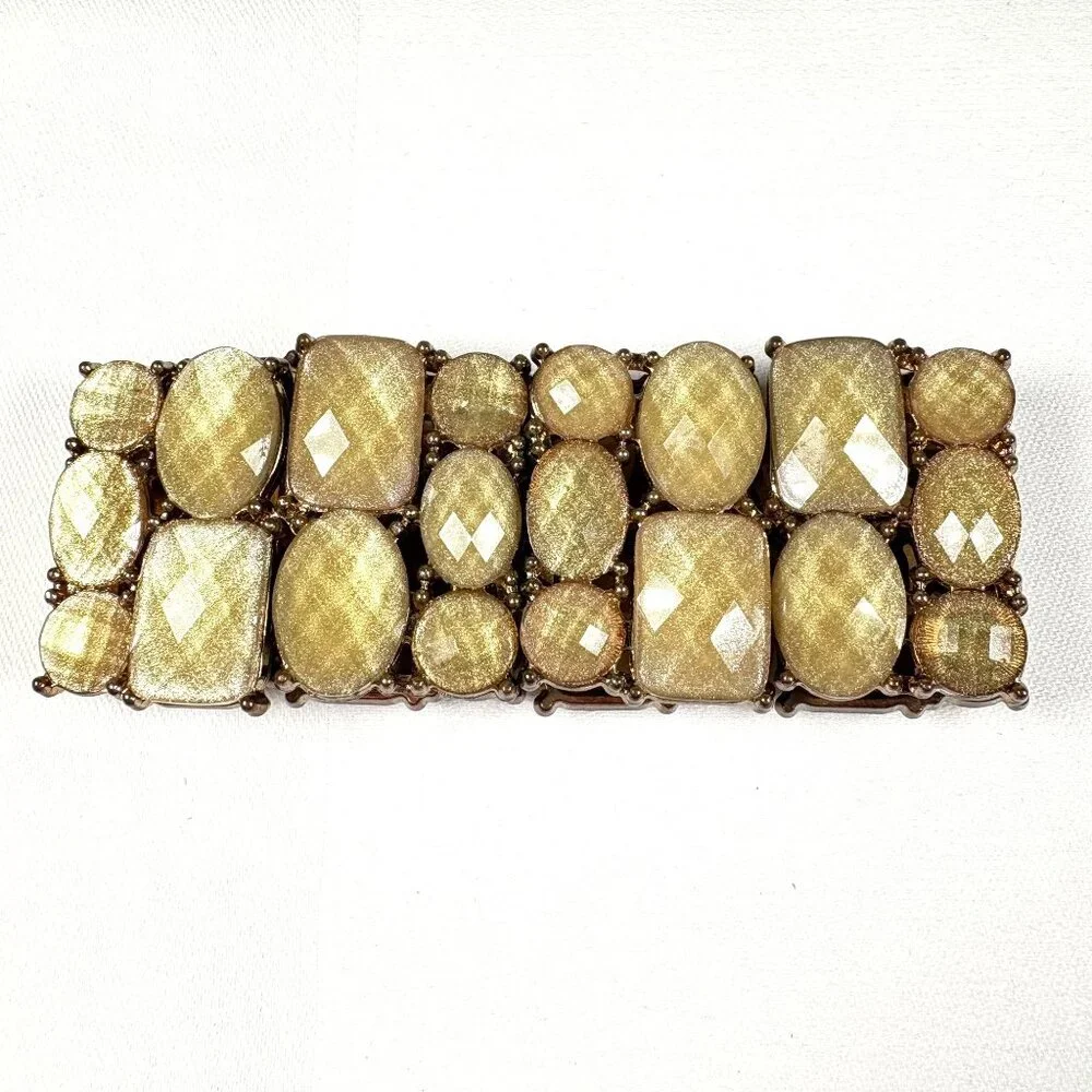Vintage Yellow Faceted Stretch‎ Bracelet Fashion Costume Jewelry